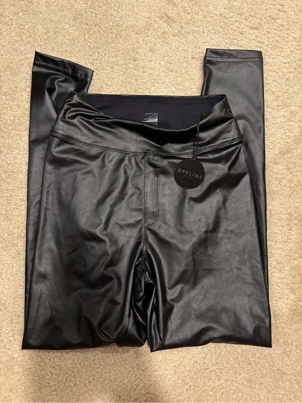 Aerie Faux Leather Leggings in Black